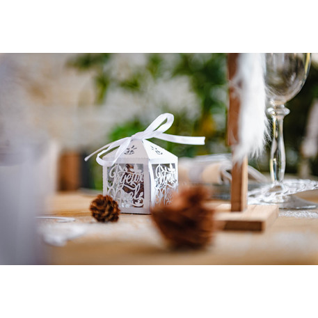 Contenant Joyeux Noel Papier Blanc 5x7 5 Cm Dragees Chocolats Benier