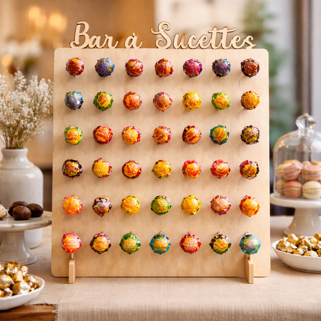 bar à sucettes vide ou garni de 49 sucettes Chupa Chups assorties