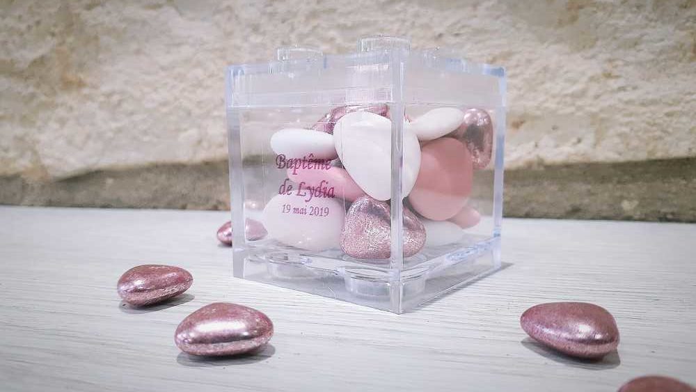 Cœur transparent plexi - Dragées Chocolats Benier