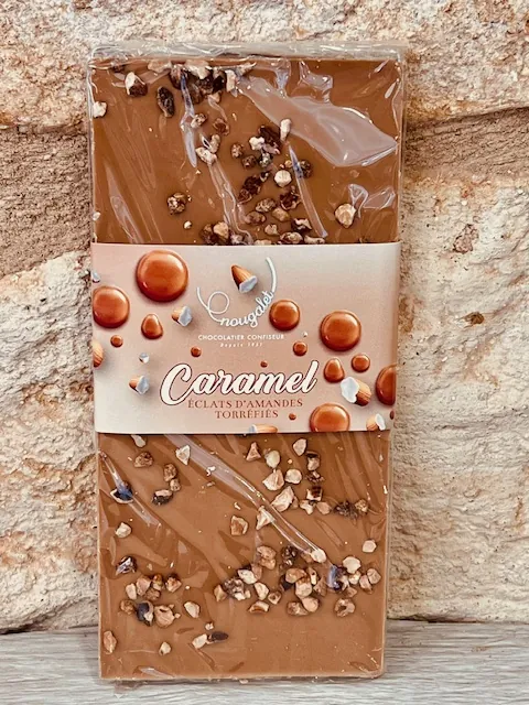Tablette chocolat lait caramel et amandes torréfiés 100gr