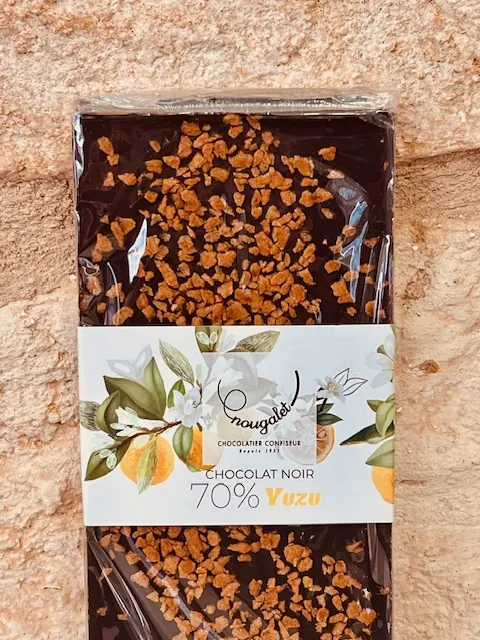 Tablette Chocolat noir 70% éclat de Yuzu 100gr