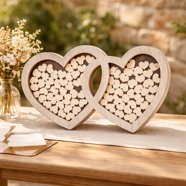 livre d'or Double coeur à poser