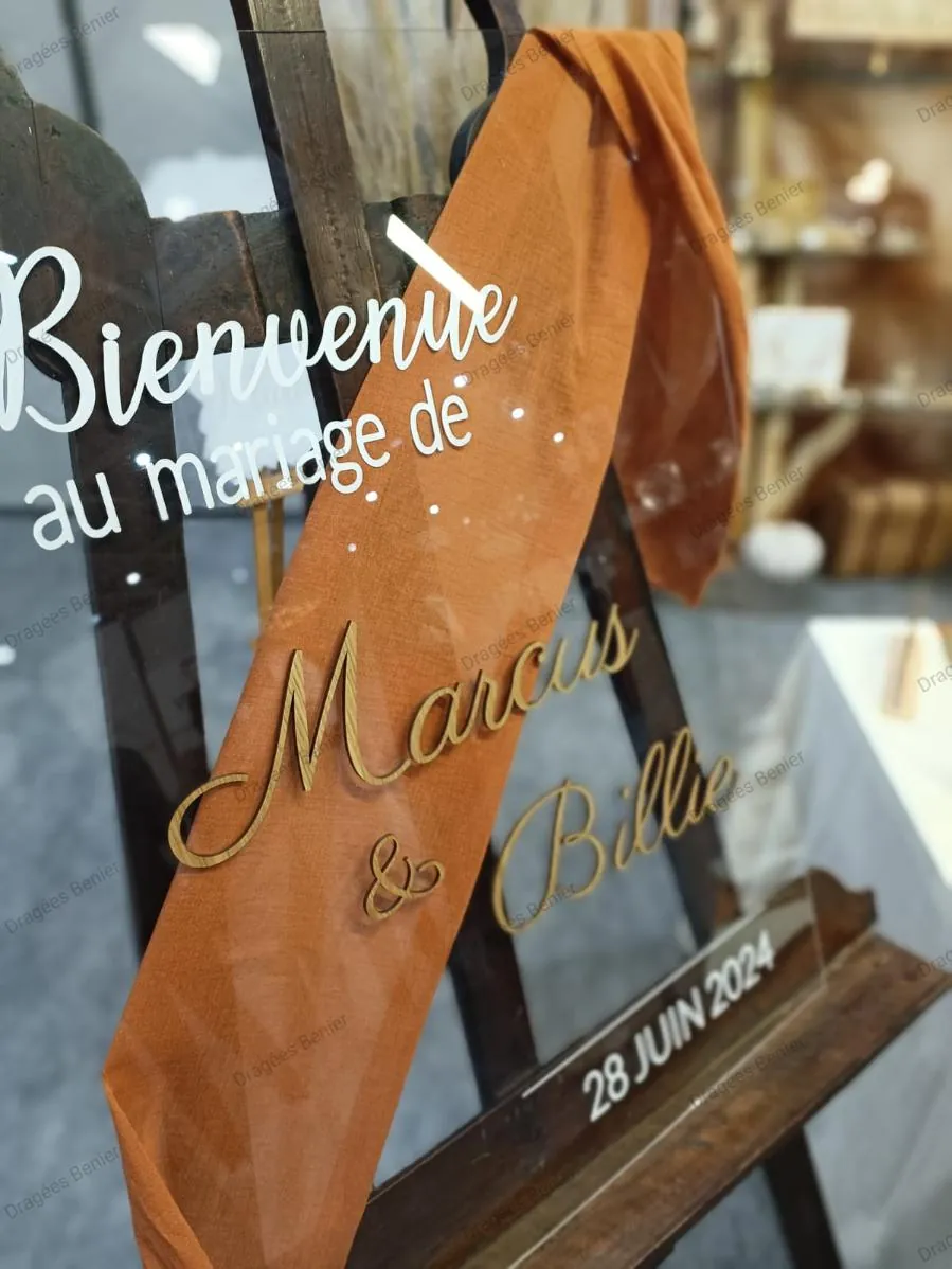panneau de bienvenue mariage plexi bois