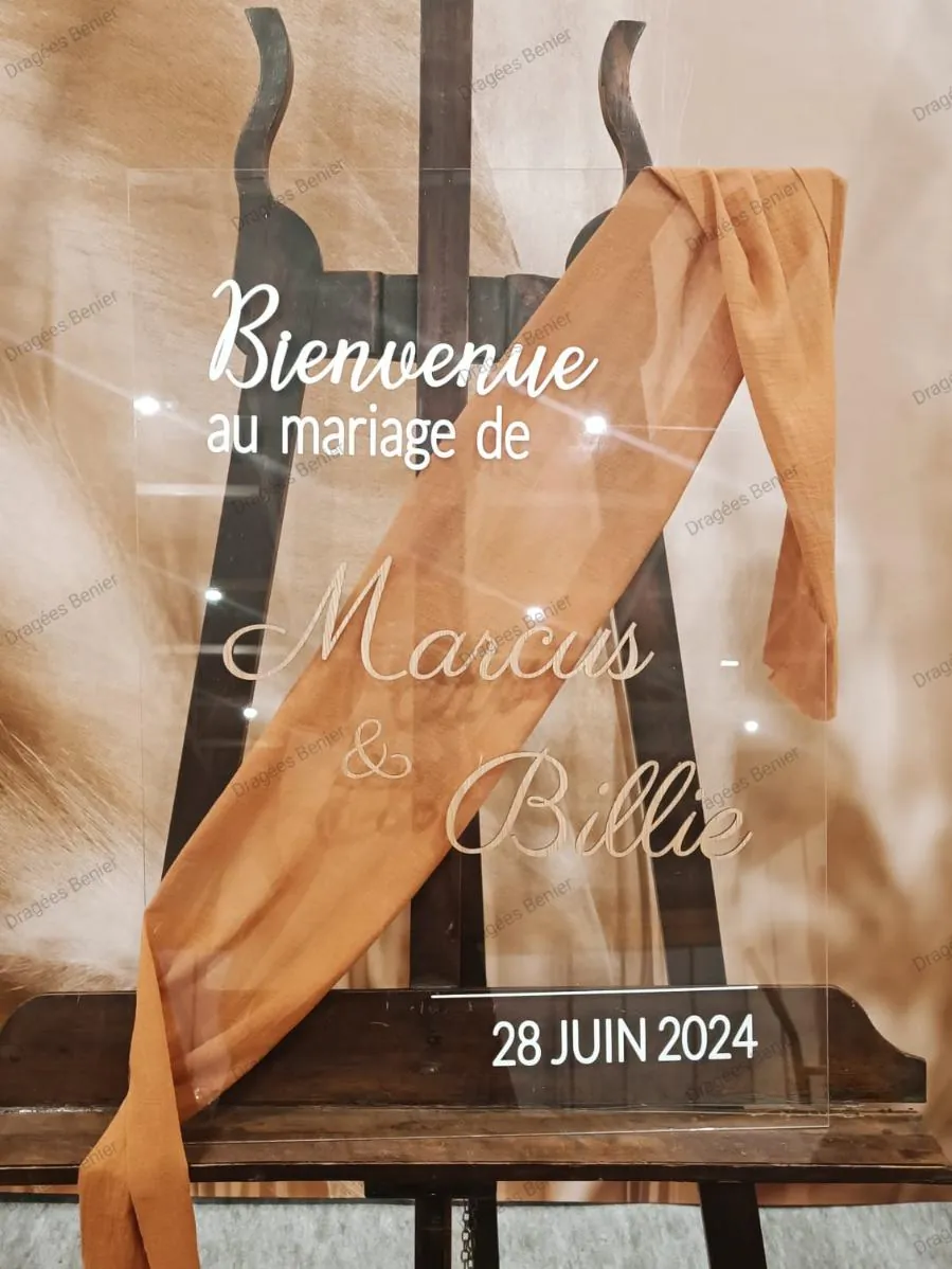 panneau de bienvenue mariage plexi bois