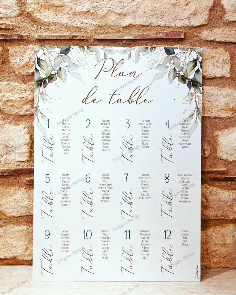 plan de table panneau rigide
