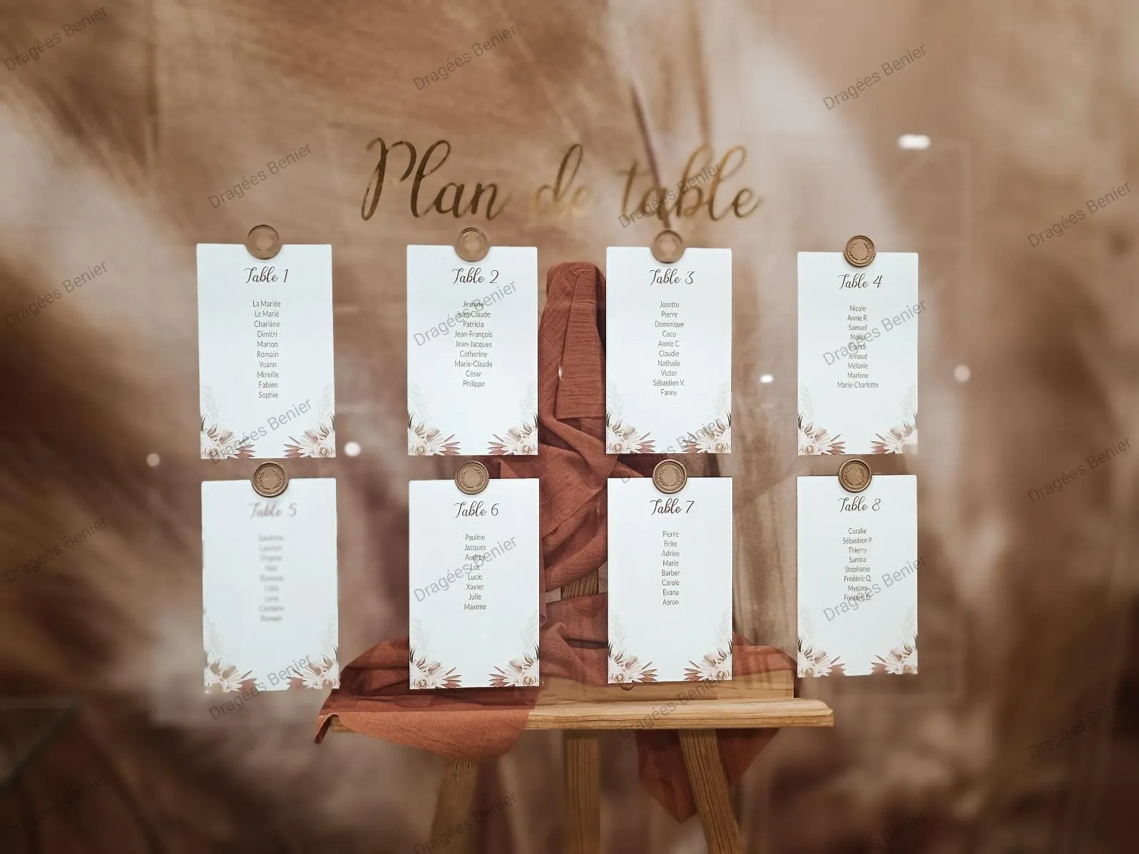 plan de table cachet de cire plexi