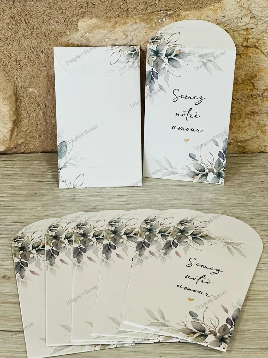 Pochette semez notre amour graines cadeau invité personnalisé