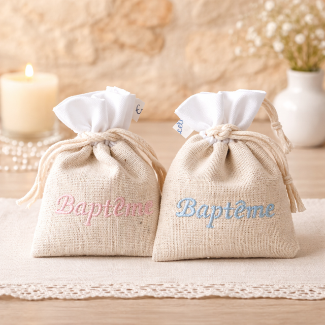 Sac brodé baptême