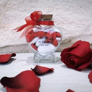 Pot en verre forme coeur