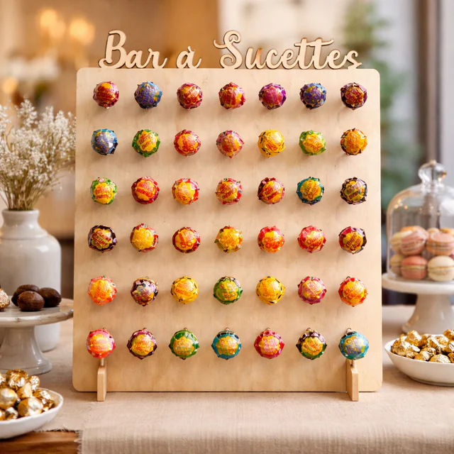 bar à sucettes vide ou garni de 49 sucettes Chupa Chups assorties