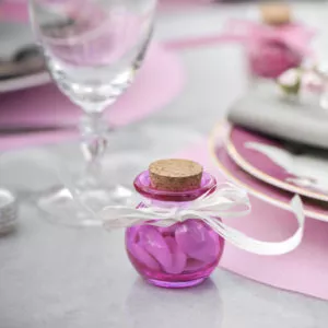 Pot bonbon en verre fuchsia