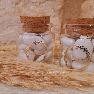 Fiole Marraine verre couronne floque or