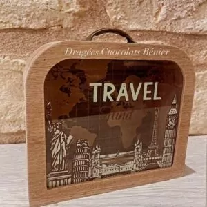 Tirelire en bois et verre travel