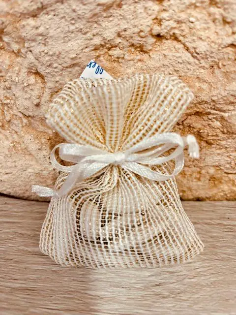 sac filet blanc liseré or