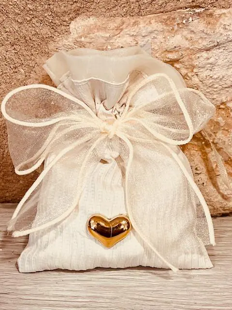 sac ivoire coeur doré